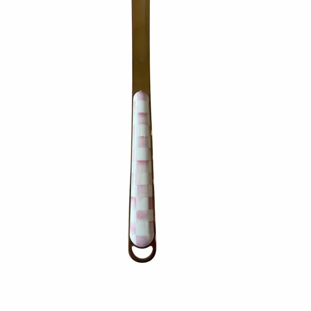 MacKenzie-Childs Rosy Check Spoon 12in Pink & White Coquette Kitchen NEW